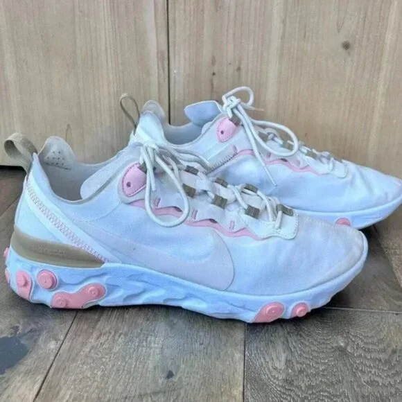 Nike React Element Running Shoes Size 10 Ivory Pink Athletic Track Sneakers - Picture 4 of 7